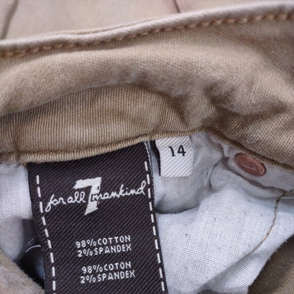 7 for All Mankind Khaki Jean Material Pants, Straight Leg, Size Girls 14 - Picture 6 of 7